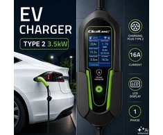 QOLTEC Charger for EV Electric car and hybrids 2-in-1 Type 2 adjustable 3.5kW 230V SCHUKO 16A Wi-Fi Tuya Smart Life LCD 5m