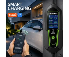QOLTEC Charger for EV Electric car and hybrids 2-in-1 Type 2 adjustable 3.5kW 230V SCHUKO 16A Wi-Fi Tuya Smart Life LCD 5m