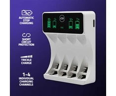 Ni-MH/Ni-Cd akumuliatorių įkroviklis – AA ir AAA – Qoltec 50848