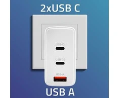 Adapteris Įkroviklis tinklo 100 W gan 5-20 V 15-5 A 2 x usb-c pd 1 usb qc 3.0 baltas Qoltec
