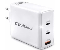 Adapteris Įkroviklis tinklo 100 W gan 5-20 V 15-5 A 2 x usb-c pd 1 usb qc 3.0 baltas Qoltec