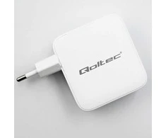 Adapteris Įkroviklis tinklo 140w gan 5-20v 2.5-5a 3 x usb-c pd 1 usb qc 3.0 baltas Qoltec