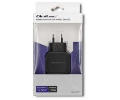 Qoltec 20W USB-C PD įkroviklis 5-12V 1.67-3A juodas