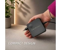 Qoltec 100W GaN Super Fast | USB-C PD | 5-20V | 3-5A | Nešiojamas kompiuteris | MacBook | Išmanusis telefonas | + kabelis 1.8m