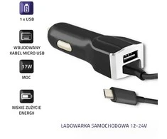 QOLTEC 50143 Automobilinis įkroviklis 12V-24V 5V/3.4A USB + mikro USB