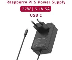 Qoltec Įkroviklis Super FAST PD do Raspberry PI 5 | USB-C | 27W | 5.1V | 5A | Juoda