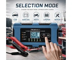 Qoltec Protingas įkroviklis 12V 10A | Įkroviklis su atkūrimo funkcija | MCU | Auto OFF | 9 pakopų įkrovimas | AGM GEL LiFePO4