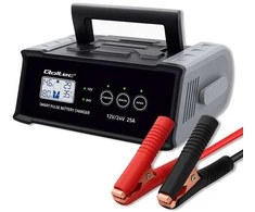 Qoltec Inteligentna mikroprocesorinis kroviklis 12V 24V 25A| Prostownik su funkcija naprawy do akumulatora AGM GEL SLA | LCD