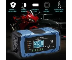Qoltec Inteligentna mikroprocesorinis kroviklis 12V 15A | Prostownik su funkcija naprawy | AGM GEL LiFePO4 | 9- stopniowe ładowanie