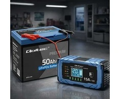 Qoltec Įkroviklis 12v 15a | prostownik su funkcija naprawy | agm gel lifepo4 | 9-stopniowe ładowanie
