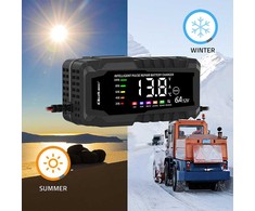 Qoltec Inteligentna mikroprocesorinis kroviklis 12V 6A | Prostownik su funkcija naprawy do akumulatora AGM GEL LiFePO4 | LCD