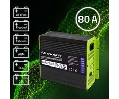 "Qoltec" pažangus profesionalus monolitinis akumuliatorių įkroviklis LiFePO4 AGM GEL SLA akumuliatoriams | 80A | 12V | greitas įkrovimas