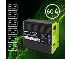 Akumuliatorius Qoltec Profesionalus kroviklis Monolitas LiFePO4 AGM GEL SLA akumuliatoriams | 60A | 12V | Greitas įkrovimas
