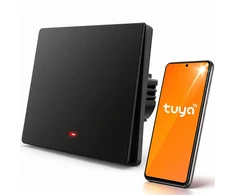 Qoltec Inteligentny 1-kanałowy jungiklis wyłącznik światła | Wi-Fi | Timer | Tuya | Smart life | Juodas
