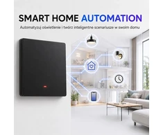 Qoltec Inteligentny 1-kanałowy jungiklis wyłącznik światła | Wi-Fi | Timer | Tuya | Smart life | Juodas