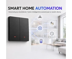 Qoltec Inteligentny 2-kanałowy jungiklis wyłącznik światła | Wi-Fi | Timer | Tuya | Smart life | Juodas