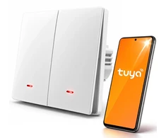 Qoltec Inteligentny 2-kanałowy jungiklis wyłacznik światła | Wi-Fi |Timer| Tuya | Smart life | Baltas