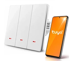 Qoltec Inteligentny 3-kanałowy jungiklis wyłacznik światła | Wi-Fi | Timer| Tuya | Smart life | Baltas