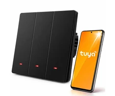 Qoltec Inteligentny 3-kanałowy jungiklis wyłącznik światła | Wi-Fi | Timer | Tuya | Smart life | Juodas