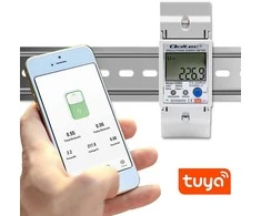 Qoltec 1-fazowy elektroninis licznik | miernik zużycia energii na szynę DIN | Wi-fi | TUYA | 230V | LCD