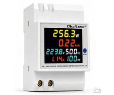 Qoltec Jednofazowy licznik 6w1| miernik zużycia energii na szynę DIN | 230V | 100A | LCD | CT | 3P