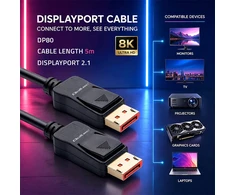 Qoltec Kabelis DisplayPort v2.1 męski | DisplayPort v2.1 męski | 8K | 54G | 5m