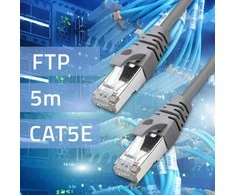 Tinklo laidas Kabelis sujungimo ftp cat5e 2 x rj-45 5 m didelės spartos auksinis ekranuotas Qoltec