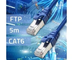 Tinklo laidas Kabelis sujungimo ftp cat6 2 x rj-45 5 m didelės spartos auksinis ekranuotas Qoltec