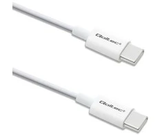QOLTEC 52360 USB 2.0 Type C Kabelis USB 2.0 Type C 60W QC 3.0 PD 1.5m Baltas