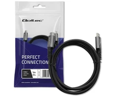 Qoltec USB4 itin greitas kabelis | USB-C PD 240W | Thunderbolt 3/4 | 4K | 40Gb/s | 1m | Juodas