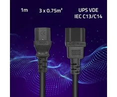 „Qoltec“ UPS maitinimo kabelis | IEC C13/C14 | 3x0,75 mm² | 1 m