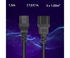 „Qoltec“ UPS maitinimo kabelis | IEC C13/C14 | 3x1,0 mm² | 1,5 m