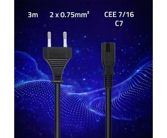 Qoltec Kabelis zasilający IEC C7 | CEE 7/16 | ósemka | 2x0.75mm² | Czysta miedz CU | 3m
