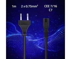 Qoltec Kabelis zasilający IEC C7 | CEE 7/16 | ósemka | 2x0.75mm² | Czysta miedz CU | 1m