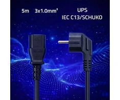 Qoltec Kabelis zasilający | wtyczka kątowa SCHUKO CEE 7/7 (E/F) | IEC C13 | 3x1.00mm² | Czysta miedź Cu | 5m