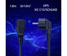 Qoltec Kabelis zasilający | wtyczka kątowa SCHUKO CEE 7/7 (E/F) | IEC C13 | 3x1.0mm² | Czysta miedź Cu | 1.8m