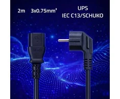 Qoltec Kabelis zasilający | wtyczka kątowa SCHUKO CEE 7/7 (E/F) | IEC C13 | 3x0.75mm² | Czysta miedź Cu | 2m