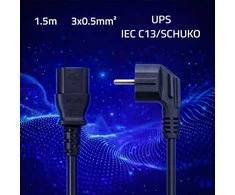 Qoltec Kabelis zasilający | wtyczka kątowa SCHUKO CEE 7/7 (E/F) | IEC C13 | 3x0.5mm² | Czysta miedź Cu | 1.5m