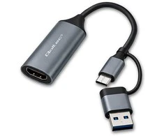 „Qoltec“ vaizdo įrašymo plokštė | USB-C ir USB-A adapteriai | HDMI | 4K 30Hz | Aliuminio