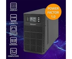 QOLTEC 52282 Nepertraukiamo maitinimo šaltinis UPS / 3kVA / 3000W / Galios koeficientas 1.0 / LCD / EPO / USB / Prisijungęs