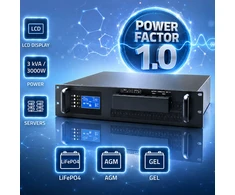 Qoltec Maitinimo šaltinis awaryjny UPS Pure Sine Wave do RACK | 3kVA | 3000W | PF 1.0 | LCD | EPO | USB | On-line | Kompatybilność su LiFePO4 AGM GEL