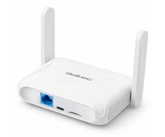 Qoltec Maršrutizatorius Home &amp; Travel 4G LTE WiFi 6 | AX300 | 2.4GHz | Dual Antena | USB-C | Micro SIM