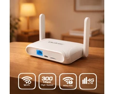 Qoltec Maršrutizatorius Home &amp; Travel 4G LTE WiFi 6 | AX300 | 2.4GHz | Dual Antena | USB-C | Micro SIM