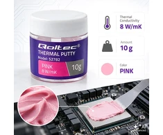 Qoltec Aukšto laidumo pasta | Terminė masė Thermal Putty 8 W/m-K | 10g | Rožinė