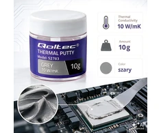 Qoltec Aukšto laidumo pasta | Terminė masė Thermal Putty 10 W/m-K | 10 g | Pilka