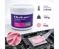 Qoltec aukšto laidumo pasta | Terminė masė Thermal Putty 4 W/m-K | 100 g | Rožinė