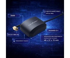 Qoltec mobiliojo GPS GLONASS antena su magnetine baze 28dBi 50W SMA RA