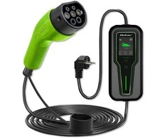 Qoltec Mobilus elektromobilių įkroviklis su 2 viename, 2 tipo reguliavimu | 3,5 kW | 230 V | LCD | Nešiojamas | Sieninis įkroviklis | 5 m