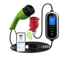 „Qoltec 2in1 Type2“ | 11 kW | 400 V | „Wi-Fi“ | „TUYA“ | „SMART LIFE“ | LCD | Nešiojamas | Sieninis įkroviklis | 5 m