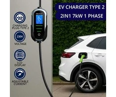 Qoltec Mobilna kroviklis automobiliui elektrycznego EV i hybryd su regulacją 2w1 Typ2 | 7kW | 230V | CEE 32A | Wi-fi | TUYA | SMART LIFE | LCD | Przenośna | Wallbox | 5m